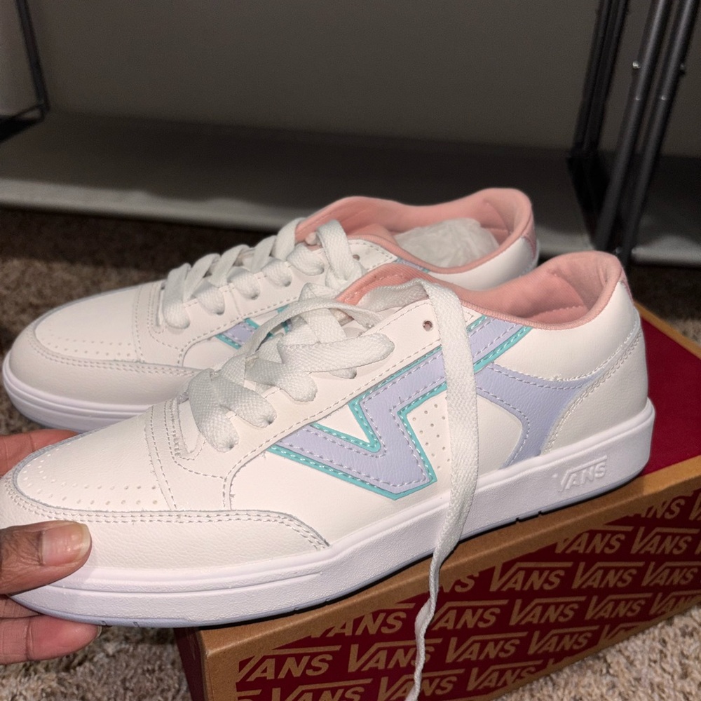 Vans White Sneakers with Pastel Accents
